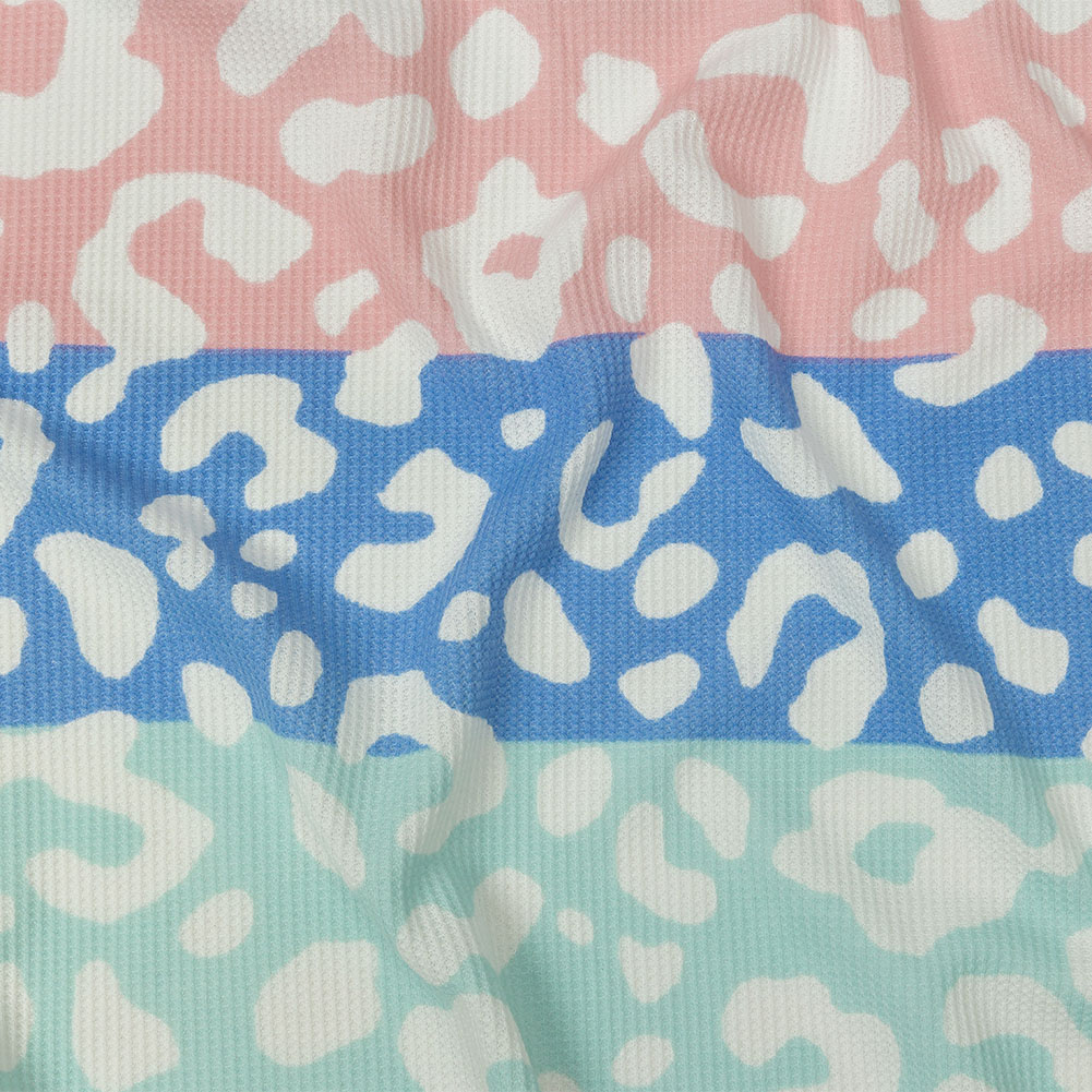 Blue, Pink and Mint Leopard Spots and Stripes Waffle Knit Blue, Pink and Mint Leopard Spots and Stripes Waffle Knit