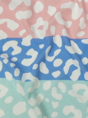 Blue, Pink and Mint Leopard Spots and Stripes Waffle Knit Blue, Pink and Mint Leopard Spots and Stripes Waffle Knit