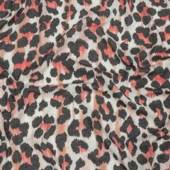 Gunmetal, Pink and Foggy Dew Leopard Spots Polyester and Rayon Waffle Knit Gunmetal, Pink and Foggy Dew Leopard Spots Polyester and Rayon Waffle Knit