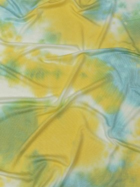 Lemon, Sky Blue and White TIe Dye Stretch Rayon Jersey Lemon, Sky Blue and White TIe Dye Stretch Rayon Jersey