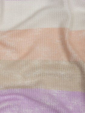 Lilac, Beige and Peach Striped Polyester and Rayon Waffle Knit Lilac, Beige and Peach Striped Polyester and Rayon Waffle Knit