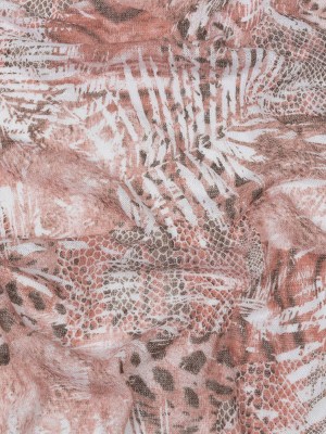 Rose, White and Brown Animal Motley Polyester and Rayon Open Sweater Knit Rose, White and Brown Animal Motley Polyester and Rayon Open Sweater Knit