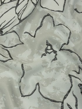 Metallic Gunmetal and Light Gray Mottled Floral Outlines Luxury Brocade Metallic Gunmetal and Light Gray Mottled Floral Outlines Luxury Brocade