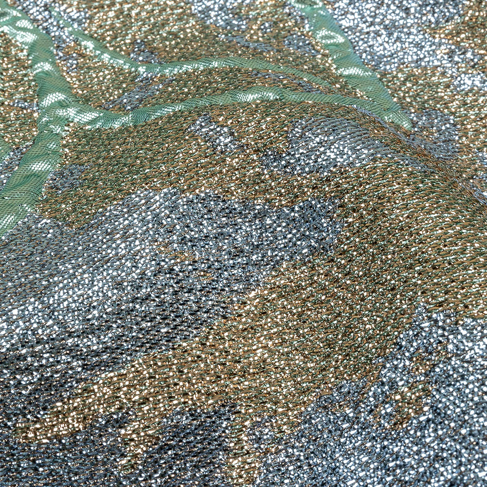 Metallic Seafoam, Sky Blue and Gold Mottled Floral Luxury Brocade Metallic Seafoam, Sky Blue and Gold Mottled Floral Luxury Brocade