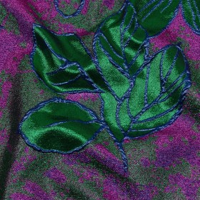 Metallic Magenta, Royal Blue and Green Mottled Floral Luxury Brocade Metallic Magenta, Royal Blue and Green Mottled Floral Luxury Brocade