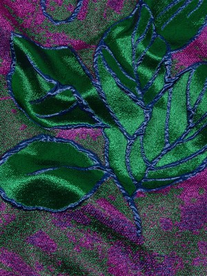 Metallic Magenta, Royal Blue and Green Mottled Floral Luxury Brocade Metallic Magenta, Royal Blue and Green Mottled Floral Luxury Brocade