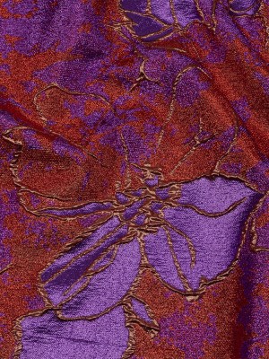 Metallic Red, Purple and Orange Mottled Floral Luxury Brocade Metallic Red, Purple and Orange Mottled Floral Luxury Brocade