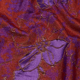 Metallic Red, Purple and Orange Mottled Floral Luxury Brocade Metallic Red, Purple and Orange Mottled Floral Luxury Brocade