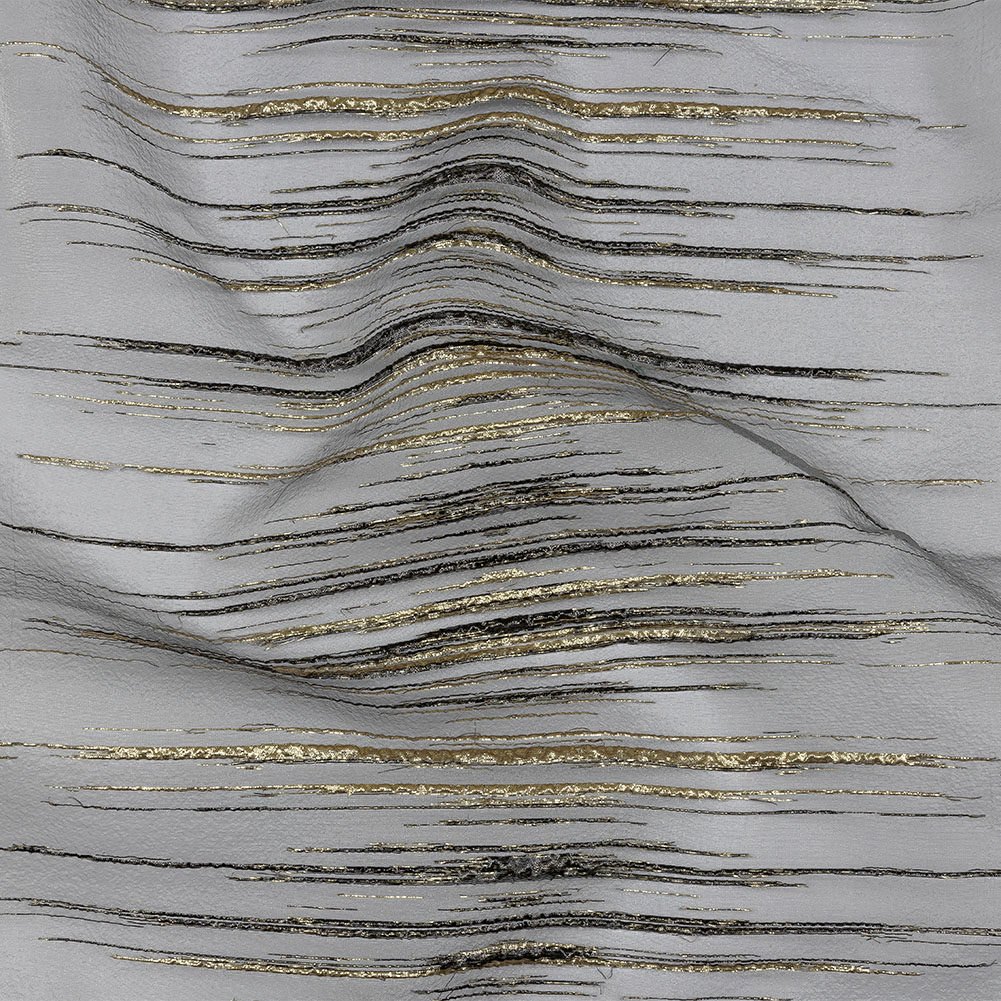 Metallic Black and Gold Striated Lines Luxury Burnout Brocade Metallic Black and Gold Striated Lines Luxury Burnout Brocade