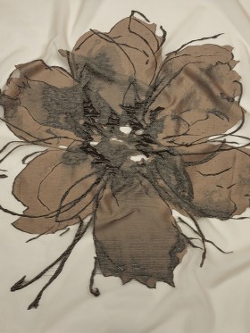 Metallic Bronze Medal and Black Floral Luxury Burnout Brocade Panel Metallic Bronze Medal and Black Floral Luxury Burnout Brocade Panel