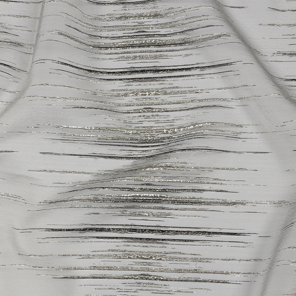 Metallic Black and Silver Striated Lines Luxury Burnout Brocade Metallic Black and Silver Striated Lines Luxury Burnout Brocade