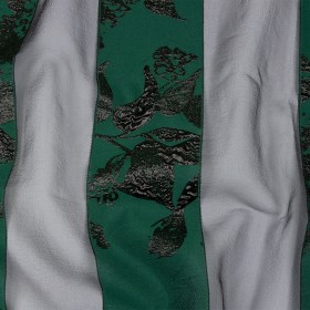 Metallic Black and Dark Green Floral Luxury Brocade with Sheer Stripes Metallic Black and Dark Green Floral Luxury Brocade with Sheer Stripes