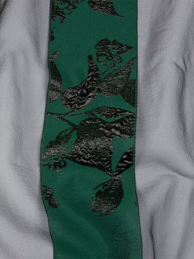 Metallic Black and Dark Green Floral Luxury Brocade with Sheer Stripes Metallic Black and Dark Green Floral Luxury Brocade with Sheer Stripes