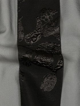 Metallic Black Floral Luxury Brocade with Sheer Stripes Metallic Black Floral Luxury Brocade with Sheer Stripes