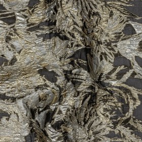 Metallic Ice Flow, Gold and Gunpowder Flashy Flowers Luxury Burnout Brocade Metallic Ice Flow, Gold and Gunpowder Flashy Flowers Luxury Burnout Brocade