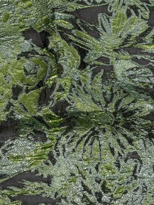 Metallic Leprechaun Dust, Aqua and Black Flashy Flowers Luxury Burnout Brocade Metallic Leprechaun Dust, Aqua and Black Flashy Flowers Luxury Burnout Brocade
