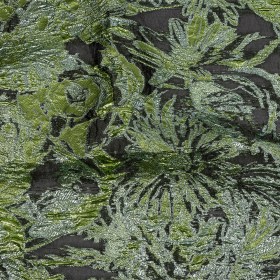 Metallic Leprechaun Dust, Aqua and Black Flashy Flowers Luxury Burnout Brocade Metallic Leprechaun Dust, Aqua and Black Flashy Flowers Luxury Burnout Brocade