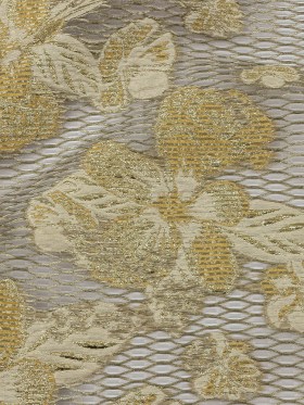 Metallic Golden Fleece and Beige Florals and Latticework Sheer Luxury Brocade Metallic Golden Fleece and Beige Florals and Latticework Sheer Luxury Brocade