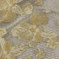 Metallic Golden Fleece and Beige Florals and Latticework Sheer Luxury Brocade Metallic Golden Fleece and Beige Florals and Latticework Sheer Luxury Brocade