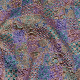 Metallic Patrician Purple, Teal Green and Gold Earth Patchwork Luxury Brocade Metallic Patrician Purple, Teal Green and Gold Earth Patchwork Luxury Brocade