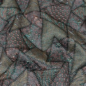 Metallic Rose Gold, Air Blue and Cream Gold Crazy Quilt Patchwork Luxury Brocade Metallic Rose Gold, Air Blue and Cream Gold Crazy Quilt Patchwork Luxury Brocade