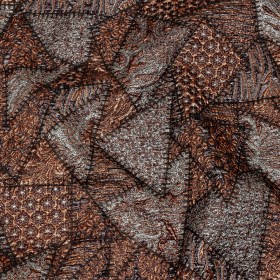 Metallic Silver, Jaffa Orange and Black Crazy Quilt Patchwork Luxury Brocade Metallic Silver, Jaffa Orange and Black Crazy Quilt Patchwork Luxury Brocade