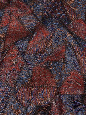 Metallic Candy Apple Red, Magnetic Blue and Glamour Gold Crazy Quilt Patchwork Luxury Brocade Metallic Candy Apple Red, Magnetic Blue and Glamour Gold Crazy Quilt Patchwork Luxury Brocade