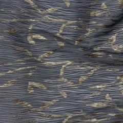 Metallic Gold and Steel Leafy Stems Luxury Plisse Brocade with Scalloped Edges Metallic Gold and Steel Leafy Stems Luxury Plisse Brocade with Scalloped Edges