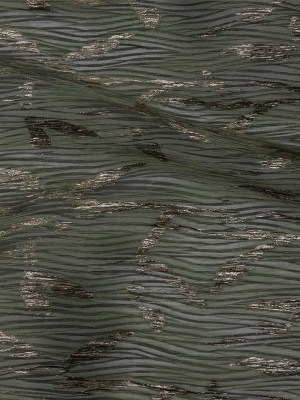 Metallic Gold and Satin Moss Leafy Stems Luxury Plisse Brocade with Scalloped Edges Metallic Gold and Satin Moss Leafy Stems Luxury Plisse Brocade with Scalloped Edges