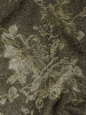 Metallic Graphite and Gold Crackled Floral Luxury Brocade Metallic Graphite and Gold Crackled Floral Luxury Brocade