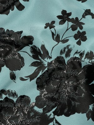 Metallic Black and Blue Fog Floral Luxury Brocade Metallic Black and Blue Fog Floral Luxury Brocade