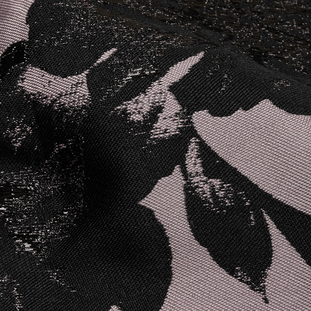 Metallic Black and Orchid Floral Luxury Brocade Metallic Black and Orchid Floral Luxury Brocade