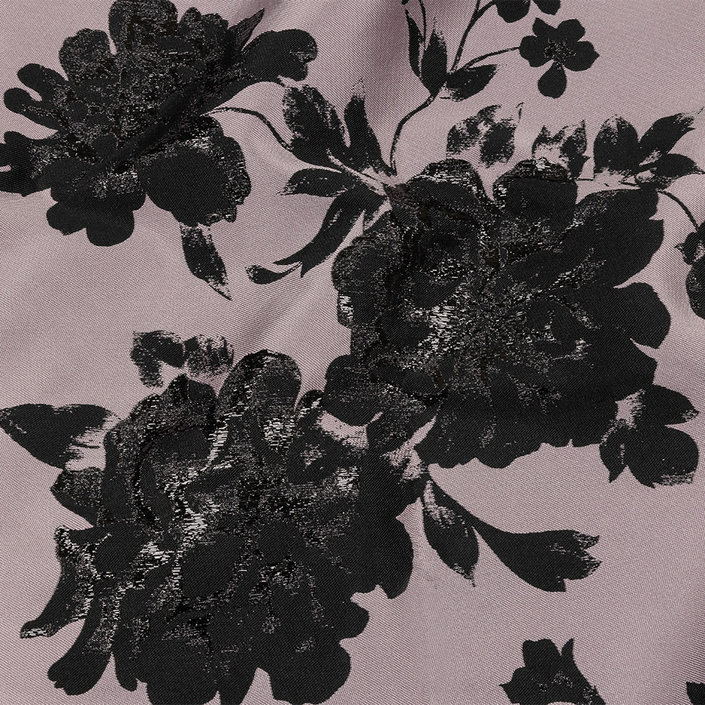 Metallic Black and Orchid Floral Luxury Brocade Metallic Black and Orchid Floral Luxury Brocade