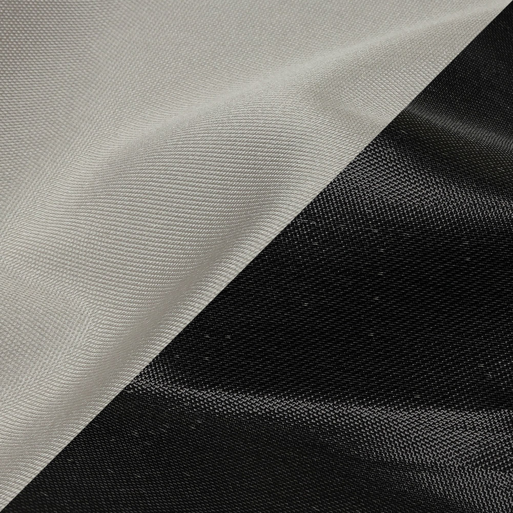 Olwyn Metallic Charcoal and Pale Gray Double Faced Luxury Mikado Olwyn Metallic Charcoal and Pale Gray Double Faced Luxury Mikado