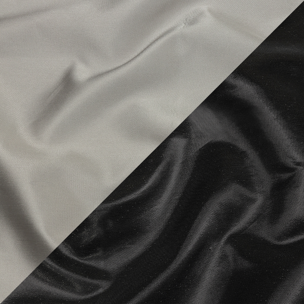 Olwyn Metallic Charcoal and Pale Gray Double Faced Luxury Mikado Olwyn Metallic Charcoal and Pale Gray Double Faced Luxury Mikado