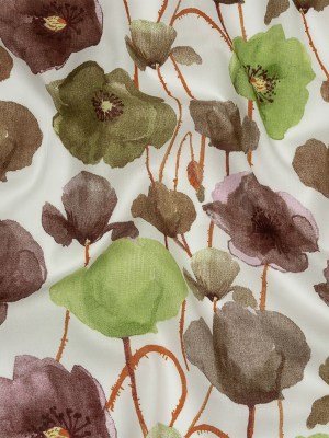 Lime, Burgundy and Orange Painterly Blooms Cotton Lawn Lime, Burgundy and Orange Painterly Blooms Cotton Lawn