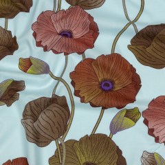 Sky, Olive and Red Big Poppies Cotton Lawn Sky, Olive and Red Big Poppies Cotton Lawn