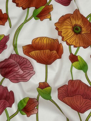 Red, Orange and Green Big Poppies Cotton Lawn Red, Orange and Green Big Poppies Cotton Lawn
