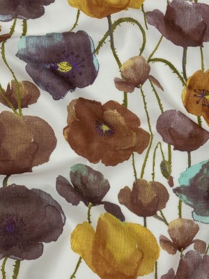 Brown, Olive and Ochre Painterly Blooms Cotton Lawn Brown, Olive and Ochre Painterly Blooms Cotton Lawn