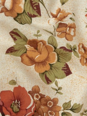 Cream, Cinnamon, and Green Floral Medium Weight Linen Woven Cream, Cinnamon, and Green Floral Medium Weight Linen Woven
