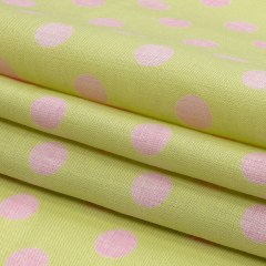 Lime and Pink Polka Dots Medium Weight Linen Woven Lime and Pink Polka Dots Medium Weight Linen Woven