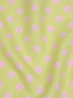 Lime and Pink Polka Dots Medium Weight Linen Woven Lime and Pink Polka Dots Medium Weight Linen Woven