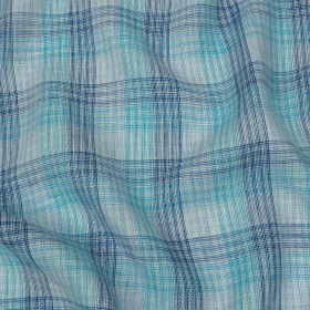 Shades of Blue Plaid Lightweight Linen Woven Shades of Blue Plaid Lightweight Linen Woven