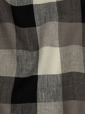 Black, Taupe and Cream Buffalo Check Medium Weight Linen Woven Black, Taupe and Cream Buffalo Check Medium Weight Linen Woven