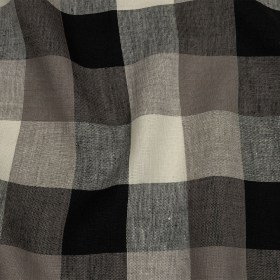 Black, Taupe and Cream Buffalo Check Medium Weight Linen Woven Black, Taupe and Cream Buffalo Check Medium Weight Linen Woven