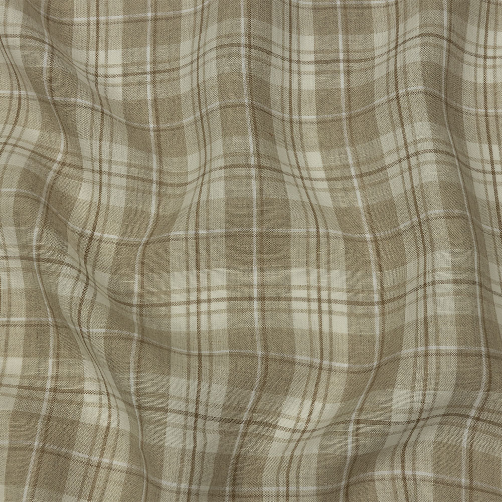 Beige and Cream Plaid Lightweight Linen Woven Beige and Cream Plaid Lightweight Linen Woven