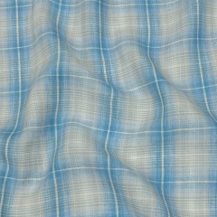 Sky and Pale Gray Plaid Lightweight Linen Woven Sky and Pale Gray Plaid Lightweight Linen Woven