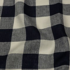 Navy and Icicle Buffalo Check Lightweight Linen Woven Navy and Icicle Buffalo Check Lightweight Linen Woven