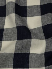Navy and Icicle Buffalo Check Lightweight Linen Woven Navy and Icicle Buffalo Check Lightweight Linen Woven
