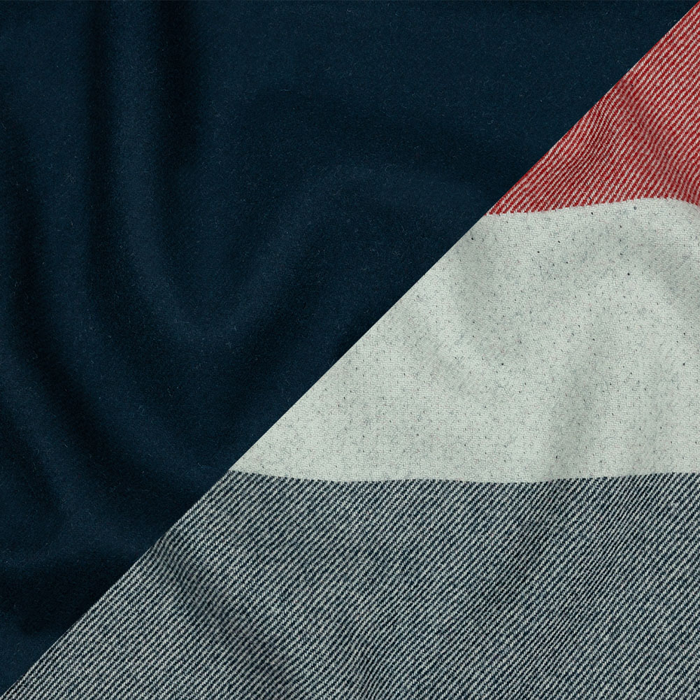 Famous Designer Red, White and Navy Stripes Brushed Twill Double Cloth Coating Famous Designer Red, White and Navy Stripes Brushed Twill Double Cloth Coating